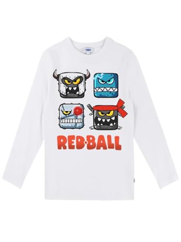 Red Ball Kinder Tshirt Mädchen and Junge Unisex Long Sleeve Redball (DE/NL/SE/PL, Alter, 4 Jahre, 5 Jahre, Regular, Weiß) von Taketshirt