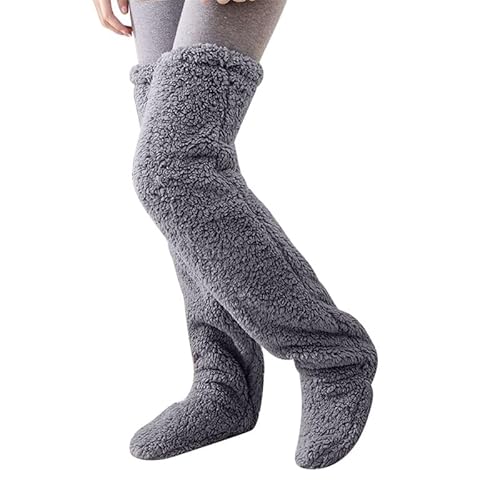 Takezuaa Erwachsener Kniestrümpfe,Plüsch Strümpfe lange Beinwärmer für Frauen,Männer über Knie hoch Fuzzy Socken,Winter Home Schlafen Socken von Takezuaa