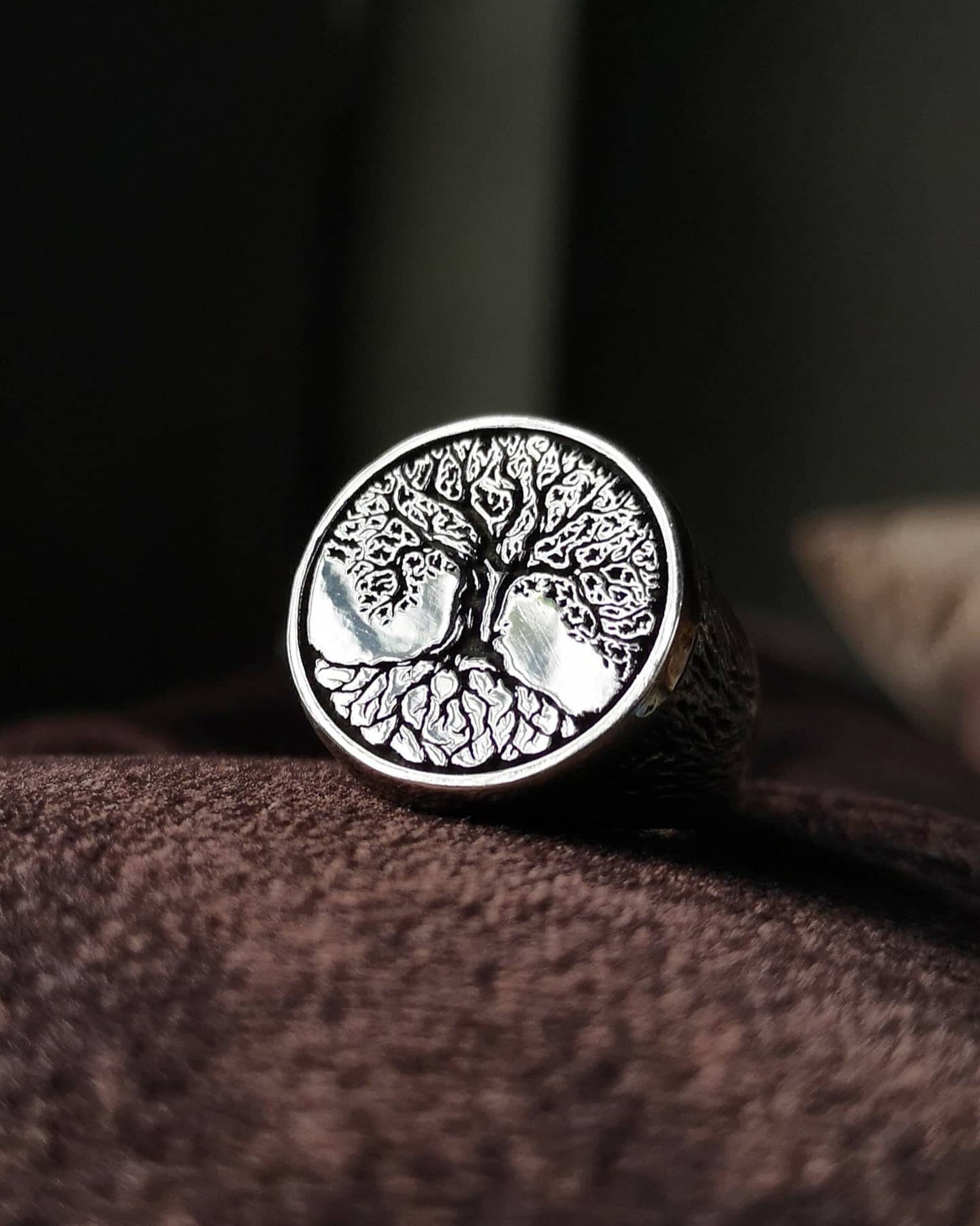 Baum Des Lebens Muster Sterling Silber Ring, Personalisierter Schmuck, Symbole, Handgemachter Silberring, 925K Silber, Männer Ring von TakidaSanatHandmade