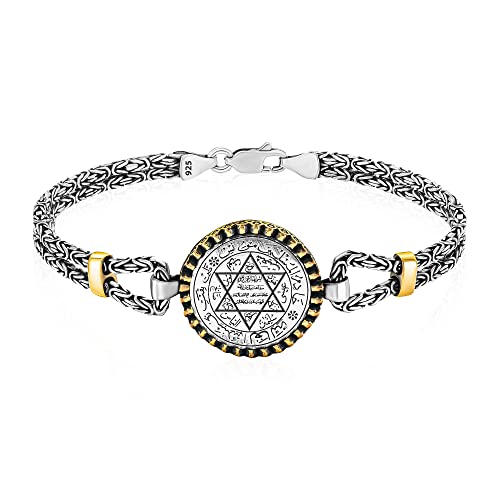 Takilingo Gestempeltes 925er Sterlingsilber-Siegel des Solomon-Herrenarmbands mit Königskette Ggeheimer Prophet0 Davidstern Silberschmuck Geschenk für Männer (22) von Takilingo
