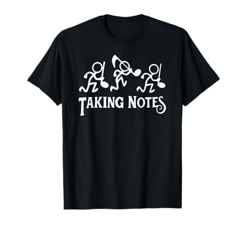 Taking Notes - Lustiger Stick Männer stehlen Musiknoten T-Shirt von Taking Notes Funny Stick Men Stealing Music Notes