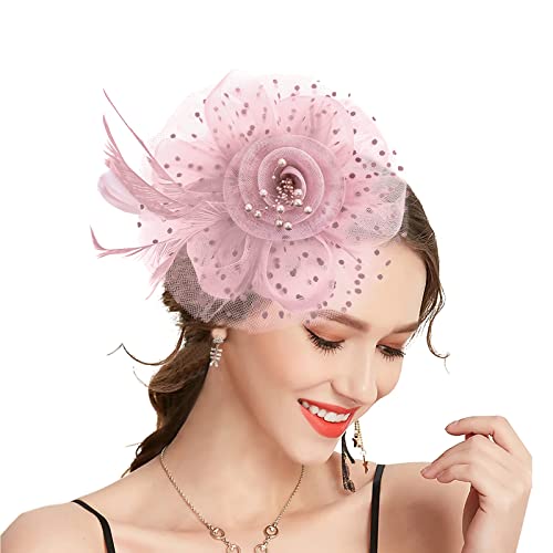 Takmor Fascinator Hochzeit, Hut Damen Mesh Federn Clip Kopfschmuck Fascinator auf Tea Party Kirche Hochzeit Cocktail für Frauen und Mädchen von Takmor