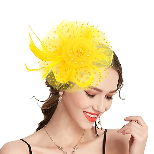 Takmor Fascinator Hochzeit, Hut Damen Mesh Federn Clip Kopfschmuck Fascinator auf Tea Party Kirche Hochzeit Cocktail für Frauen und Mädchen von Takmor