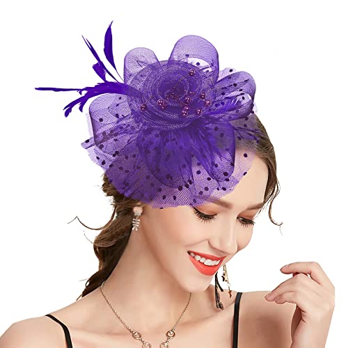 Takmor Fascinator Hochzeit, Hut Damen Mesh Federn Clip Kopfschmuck Fascinator auf Tea Party Kirche Hochzeit Cocktail für Frauen und Mädchen von Takmor