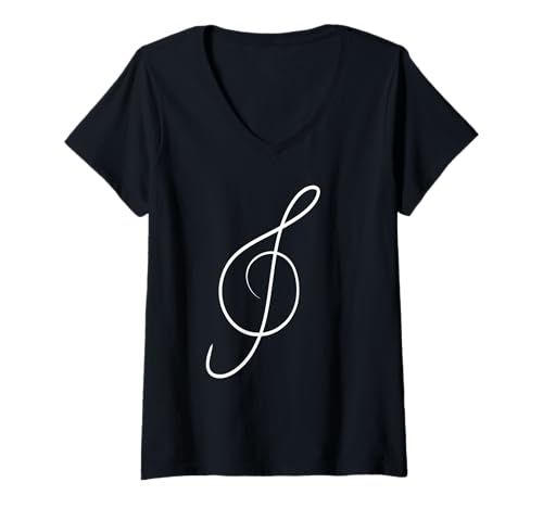 Damen Notenschlüssel Mann Frauen Kinder Junge Mädchen Musikschule T-Shirt mit V-Ausschnitt von Takt & Ton Liebe