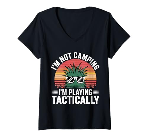 Damen I'm Not Camping I'm Playing Tactically Gamer -Strategie |- T-Shirt mit V-Ausschnitt von Taktische Gamer -Camper Strategie