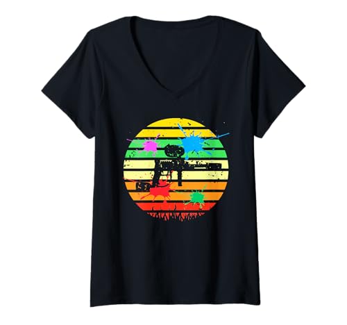 Damen Paintball Feldreiniger Retro Farbschlacht Witzig T-Shirt mit V-Ausschnitt Damen Paintball Feldreiniger Retro Farbschlacht Witzig T-Shirt mit V-Ausschnitt von Taktisches Reinigungsteam mit Humor