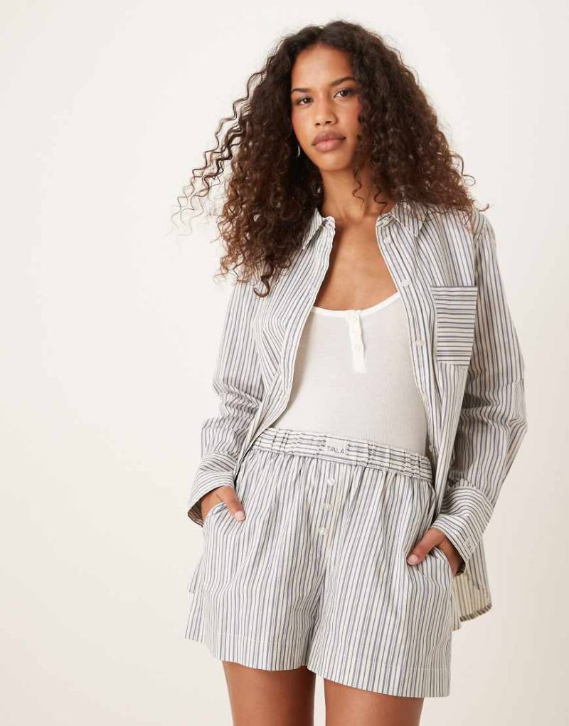 Tala - Shorts aus Popeline in Blau gestreift-Grau von Tala