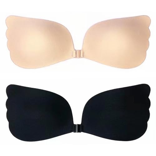 Klebe Bh Push Up,2 Stück Sticky Bra,Selbstklebender Bh Grobe Brust, Unsichtbarer Klebebh,Nippelpads Wiederverwendbar für Abendkleid Brautkleid Badeanzug und Andere Rückenfreie Kleidung （Cup-Größe:A） von TaleMoon