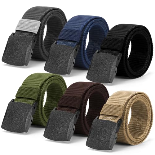 TaleMoon 6 Stück Arbeitsgürtel Herren,Gürtel Männer,Verstellbar Outdoor Stoffgürtel,Gürtel Ohne Löcher Damen,Herrengürtel mit Kunststoff Schnalle für Reisen Arbeit Freizeit Wander von TaleMoon