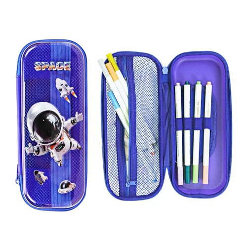 TaleMoon Blau Federmäppchen,Pencil Case Fächer und Stifthalter innen,Federpenal,Mäppchen Innenfach mit Netzstoff,Federmappe,Federtasche Reißverschluss, 24 x 11 x 5 cm von TaleMoon