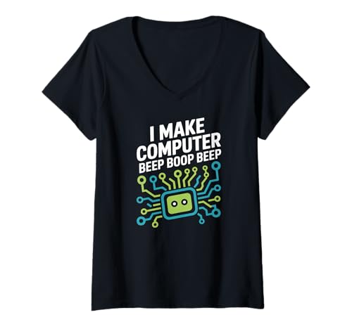Damen Ich Lasse den Computer piepen Boop Beep im Network Engineer-Stil T-Shirt mit V-Ausschnitt Damen Ich Lasse den Computer piepen Boop Beep im Network Engineer-Stil T-Shirt mit V-Ausschnitt von Talented Network Engineer Computer Beep Boop