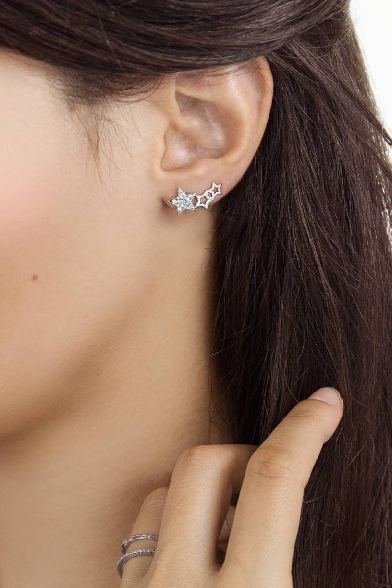 Diamant Stern Kletterer, Weißgold Dreifach 9K 14K 18K Gold Ohrringe, Weißgold, Luxus Geschenk Für Frau von TalesInGold