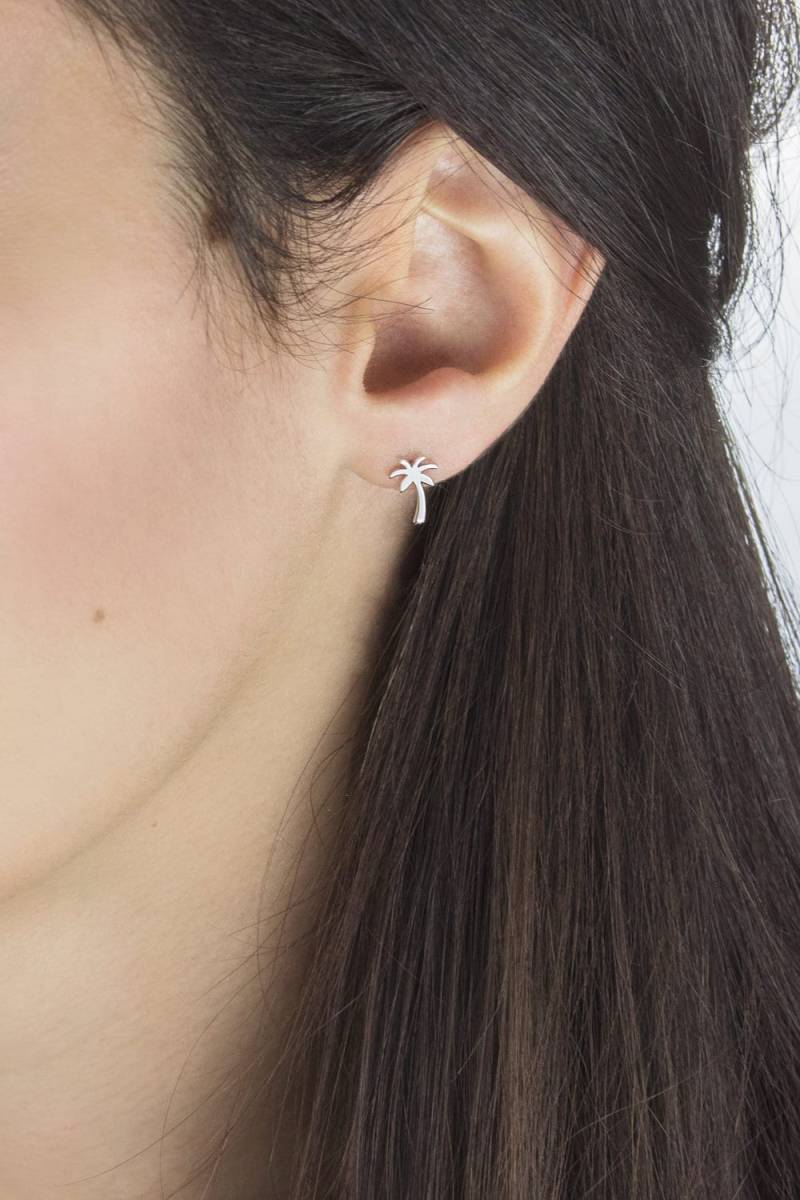 Gold Kleine Palme Ohrstecker, 9K 14K 18K Solid Gold, Sommer Tropical Beach Schmuck, Geschenk Für Tochter von TalesInGold