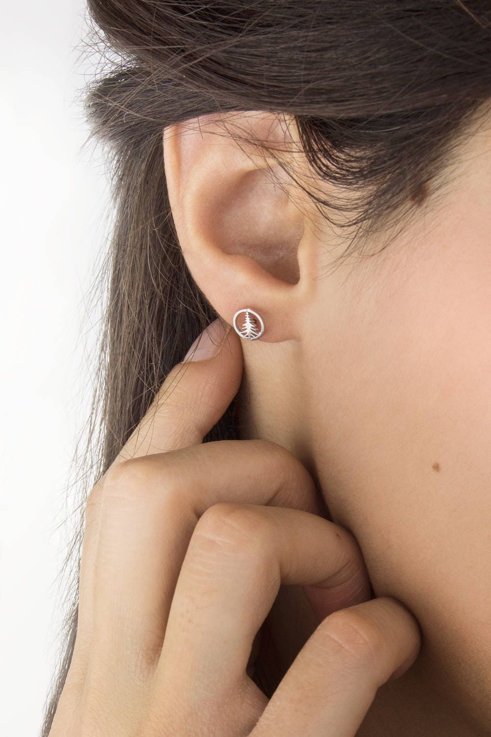 Gold Pine Tree Ohrringe, 9K 14K 18K Solid Gold, Ohrstecker, Weihnachtsgeschenk Für Die Tochter von TalesInGold