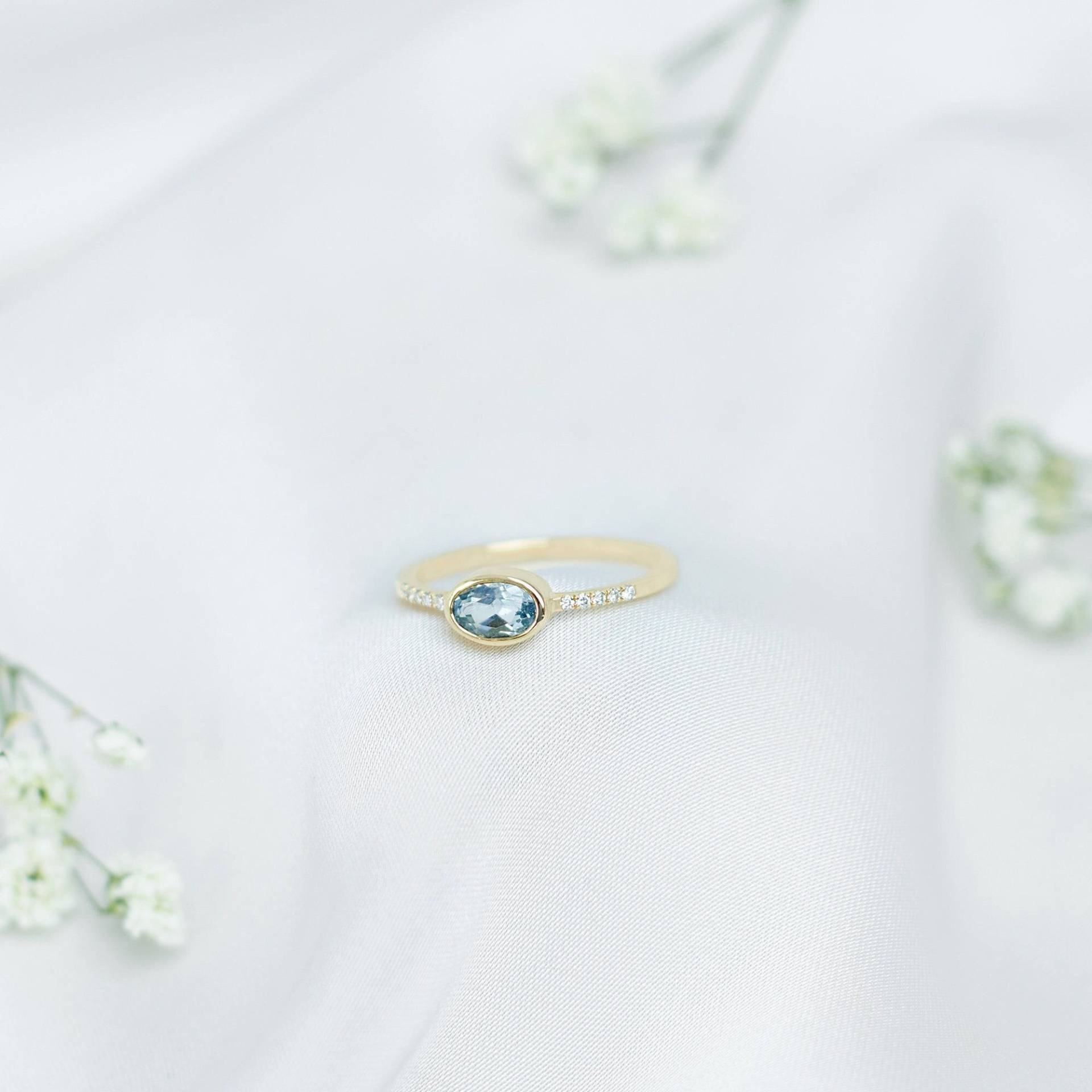 Rose Gold Ring Mit Weißen Diamanten, November Geburtsstein, Zierliches Geschenk Für Sie von TalesInGold