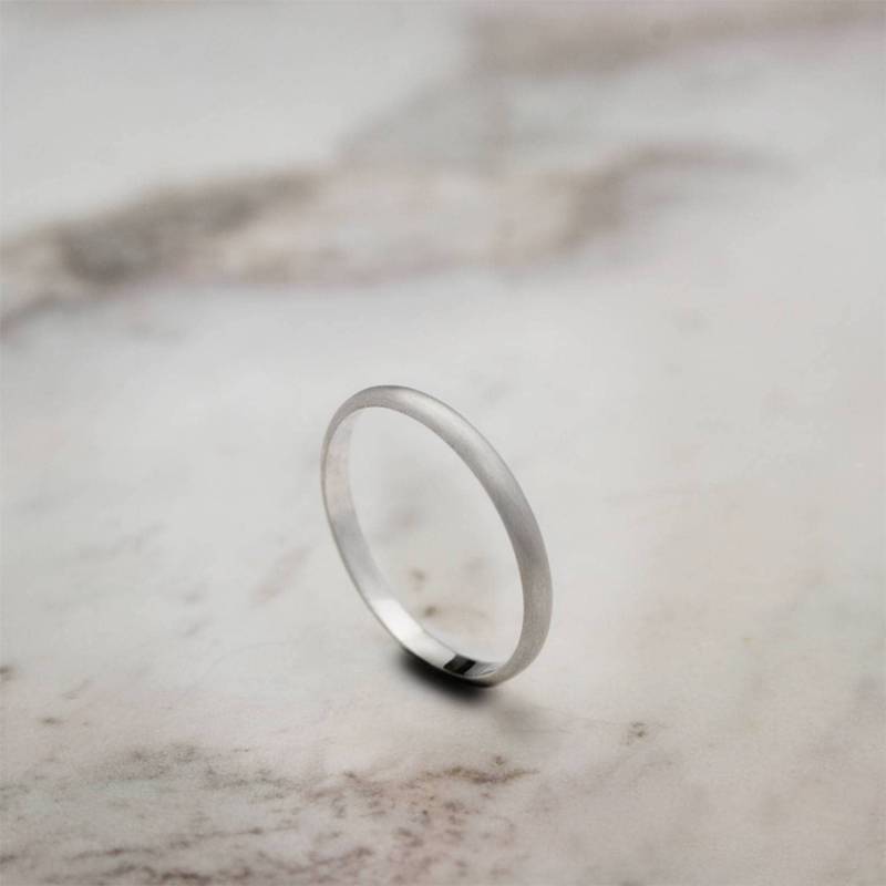 Satin Matt Goldring, Weißgold Ehering, 9K 14K 18K Herren Damen Individuell Graviert von TalesInGold