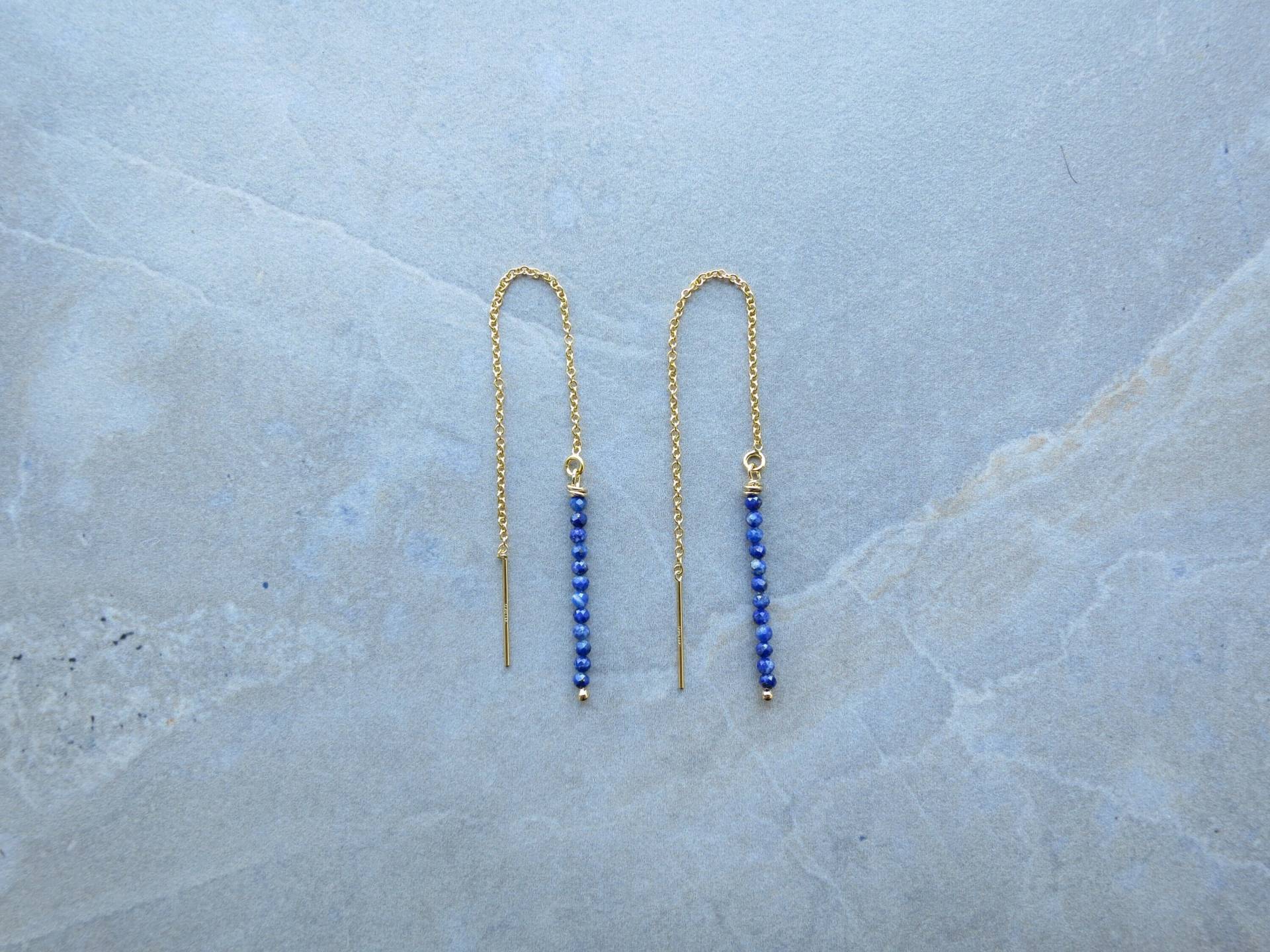 Lapis Threader Ohrringe, Threader, Blaue Edelstein Talia Serinese Schmuck Lapis Threader Ohrringe, Threader, Blaue Edelstein Talia Serinese Schmuck von TaliaSerineseJewelry