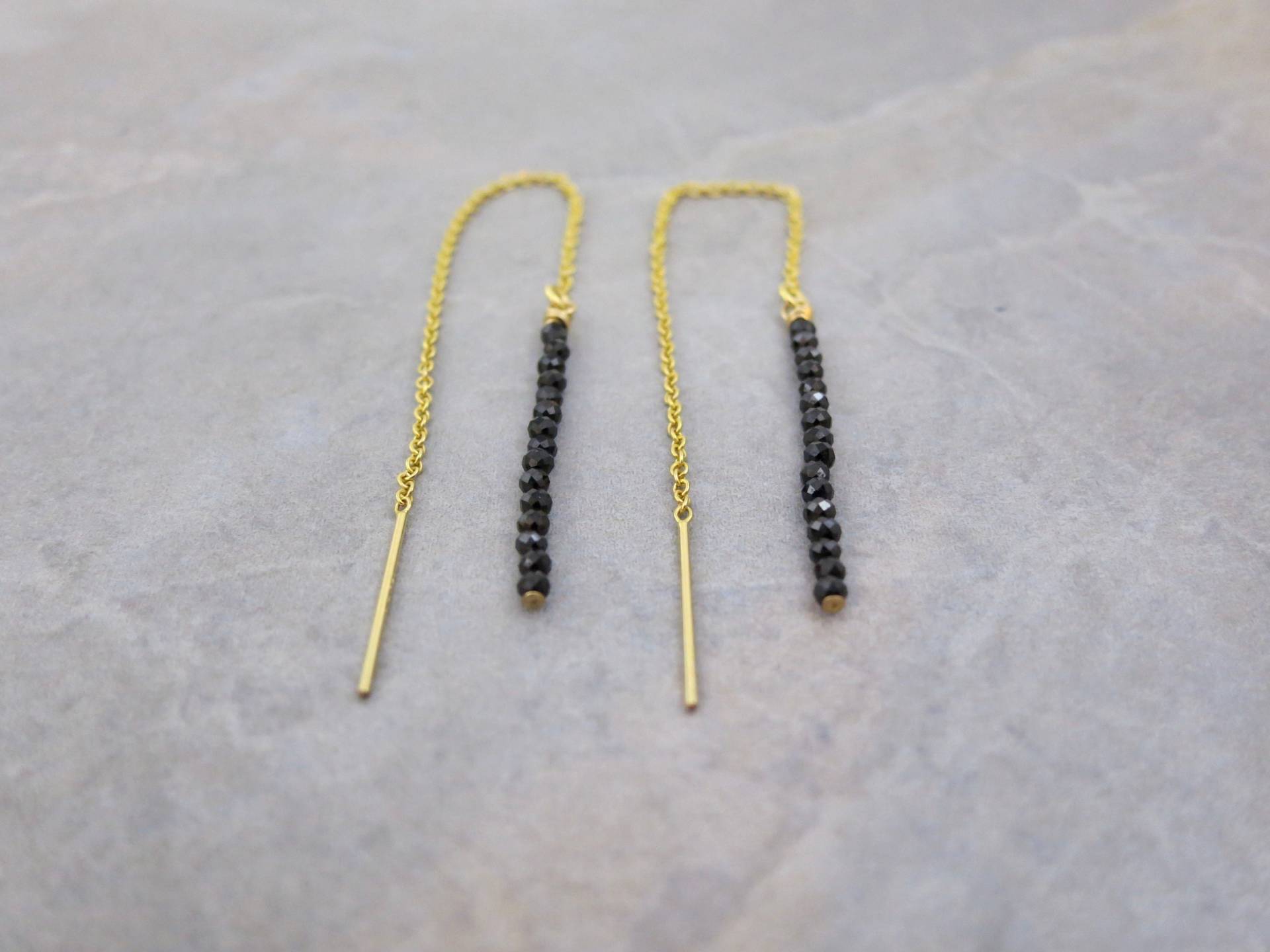 Schwarze Spinell Einfädler, Edelstein Einfädler Ohrringe, Einfädler, Gold Einfädler, Silber Schwarze Spinell Einfädler, Edelstein Einfädler Ohrringe, Einfädler, Gold Einfädler, Silber von TaliaSerineseJewelry