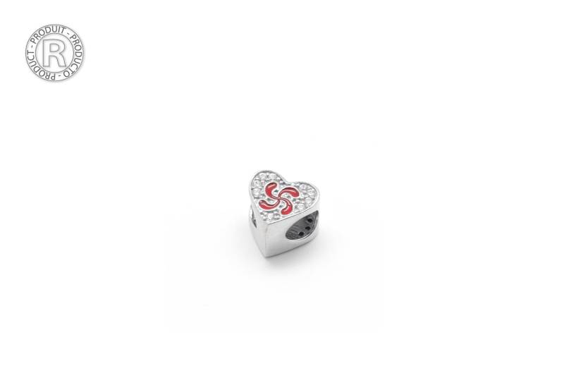 Abalorio Lauburu Plata -Anpassbar A Amore & Baki Y Pandora -Regalo Unisex Cumpleaños -Colgante Con Encanto -Lauburu Esmaltado Rojo/Pan-814 von TalismanBijoux