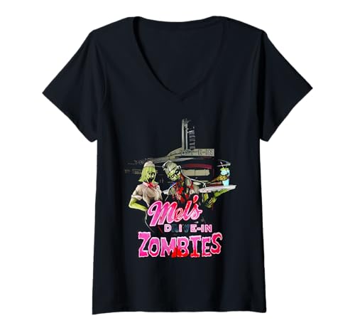 Damen Mels Zombies-Halloween T-Shirt mit V-Ausschnitt Damen Mels Zombies-Halloween T-Shirt mit V-Ausschnitt von Talk About Trainsed