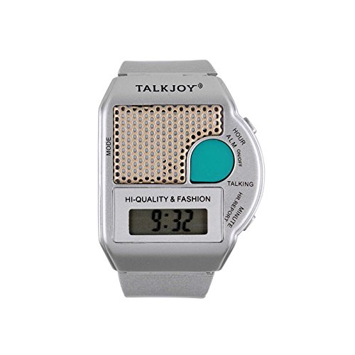 (FR Französisch) Sprechende Uhr, Zeitansage, Alarm, Uhr, silber, sprechende Armbanduhr von TalkJoy