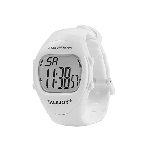 FRANZÖSISCH sprechende Armbanduhr mit 4 Alarmzeiten Wecker weiß, 4 Pillenwecker pro Tag FRANZÖSISCH sprechende Armbanduhr mit 4 Alarmzeiten Wecker weiß, 4 Pillenwecker pro Tag von TalkJoy