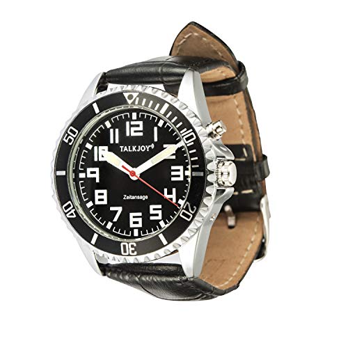 TalkJoy Profi Black Herren Sprechende Armbanduhr Leder Uhr Blindenuhr schwarzes Ziffernblatt Seniorenuhr TalkJoy Profi Black Herren Sprechende Armbanduhr Leder Uhr Blindenuhr schwarzes Ziffernblatt Seniorenuhr von TalkJoy