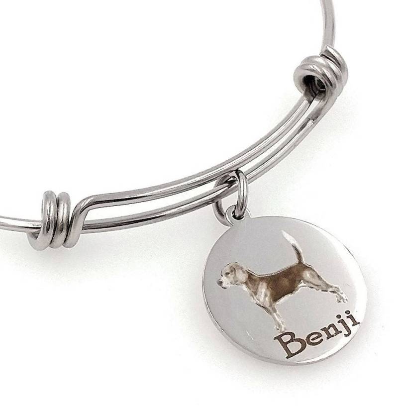 Beagle Hund Graviert Erweiterbar Personalisierte Armreif von TalkToThePaws
