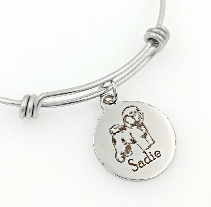Bichon Frise Gravierte Erweiterbare Personalisierte Armreif Armband von TalkToThePaws