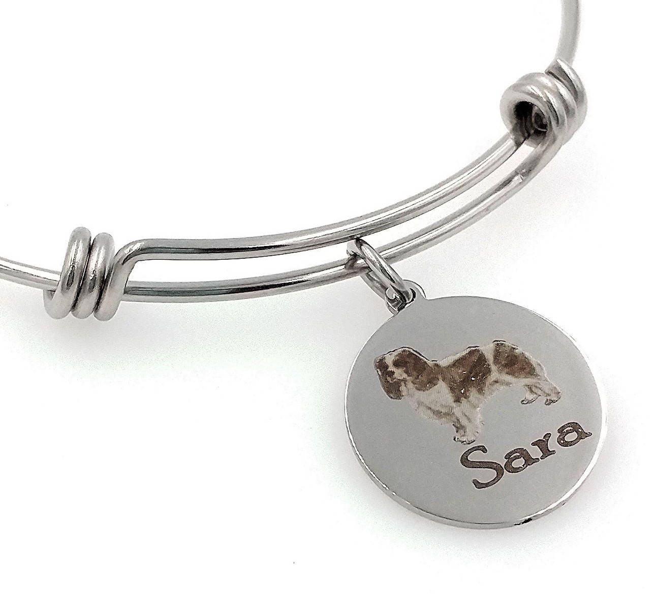 Cavalier King Charles Spaniel Graviert Erweiterbar Personalisierte Armreif von TalkToThePaws