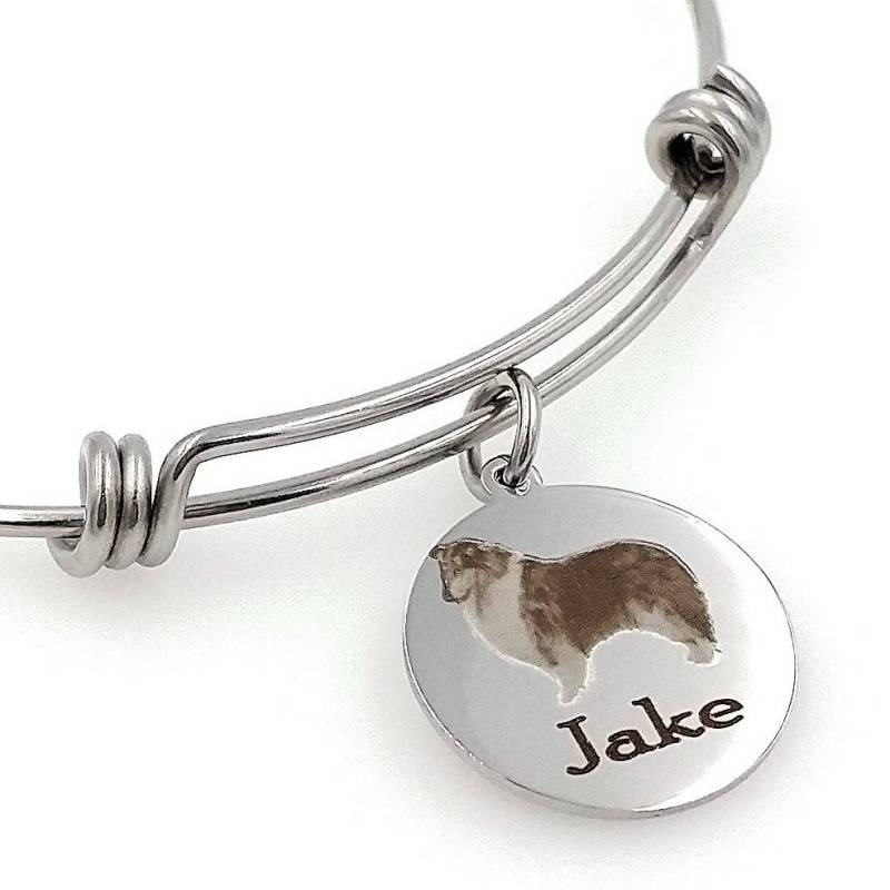 Collie Gravierte Erweiterbare Personalisierte Armreif von TalkToThePaws