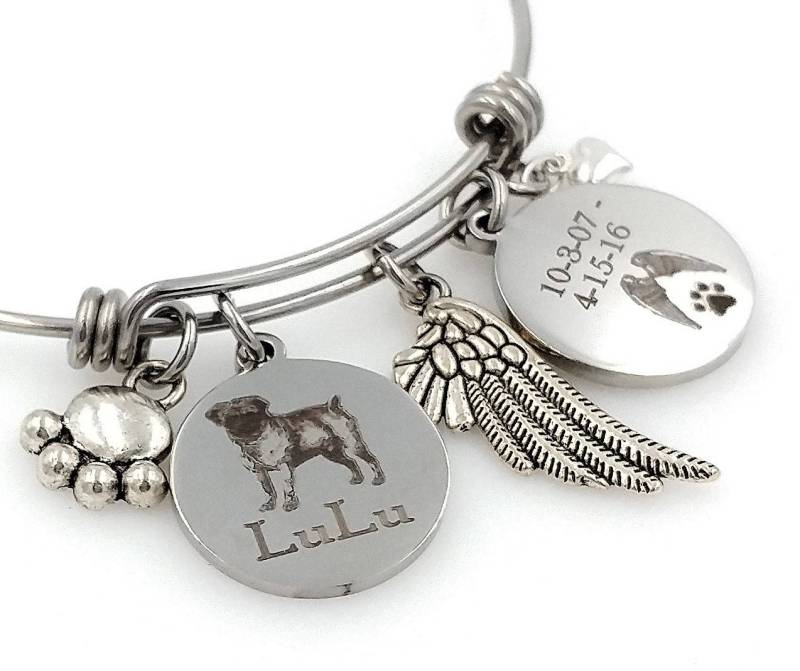 Hund Passing Away Geschenke Personalisierte Mops Erinnerung Schmuck Regenbogen Brücke von TalkToThePaws