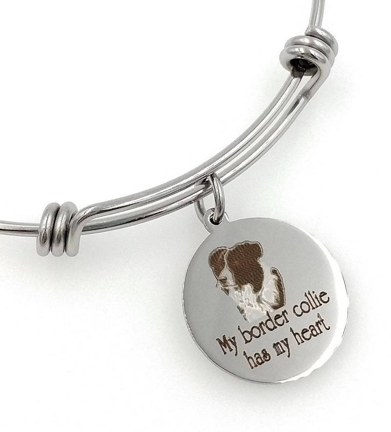 Mein Border Collie Hat Mein Herz Graviert Erweiterbar Armreif, Hund von TalkToThePaws