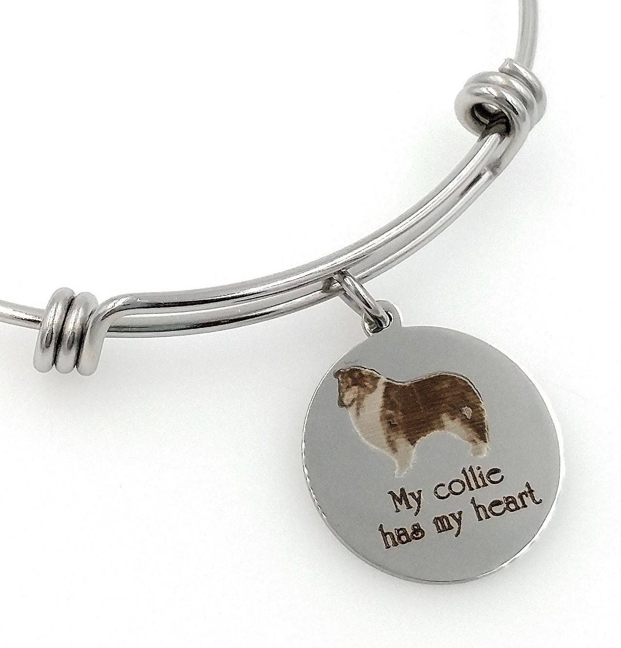 Mein Collie Has My Heart Gravierter Erweiterbarer Armreif, Hund von TalkToThePaws