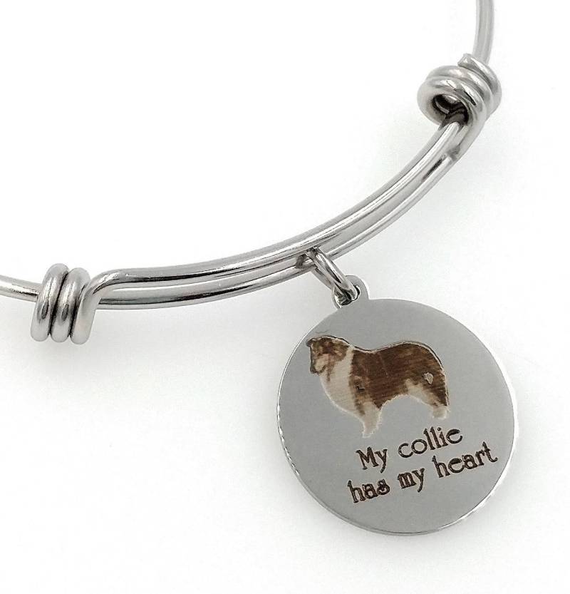 Mein Collie Has My Heart Gravierter Erweiterbarer Armreif, Hund von TalkToThePaws