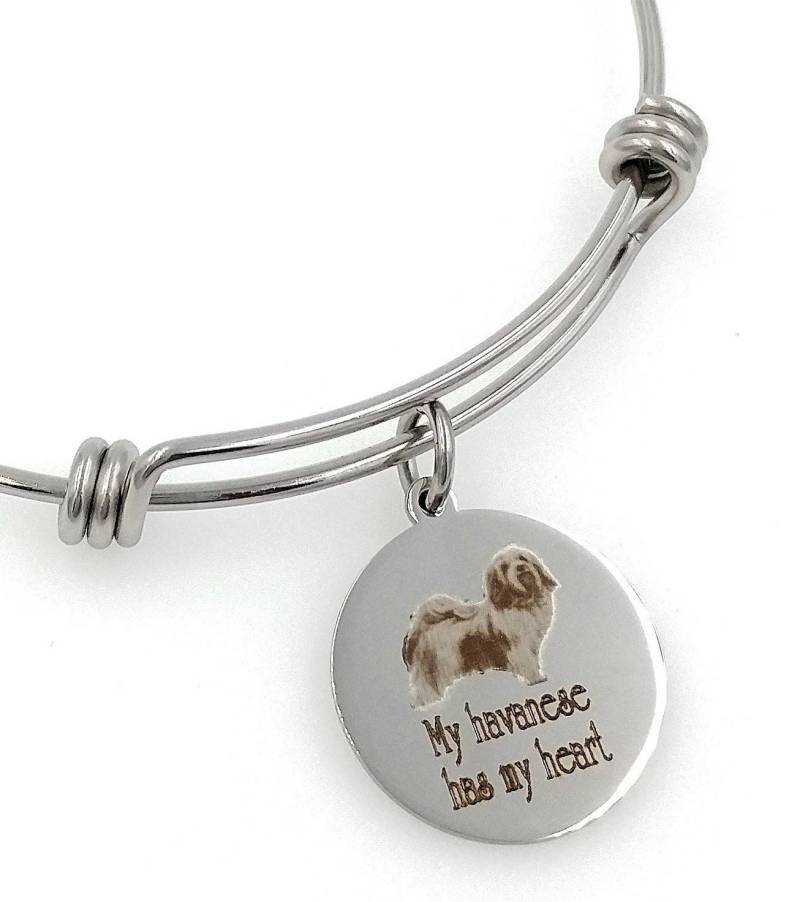 Mein Havanese Has My Heart Gravierter Erweiterbarer Armreif, Hund von TalkToThePaws
