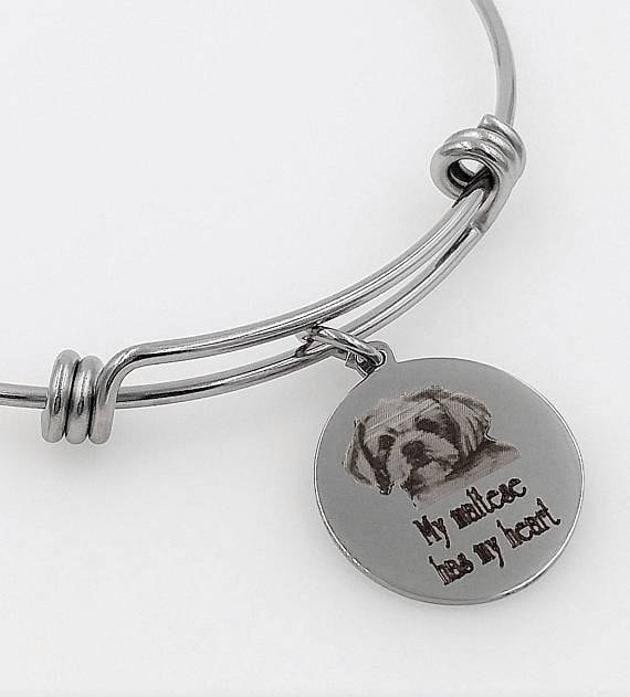Mein Malteser Hat Mein Herz Graviert Erweiterbar Armreif, Hund von TalkToThePaws