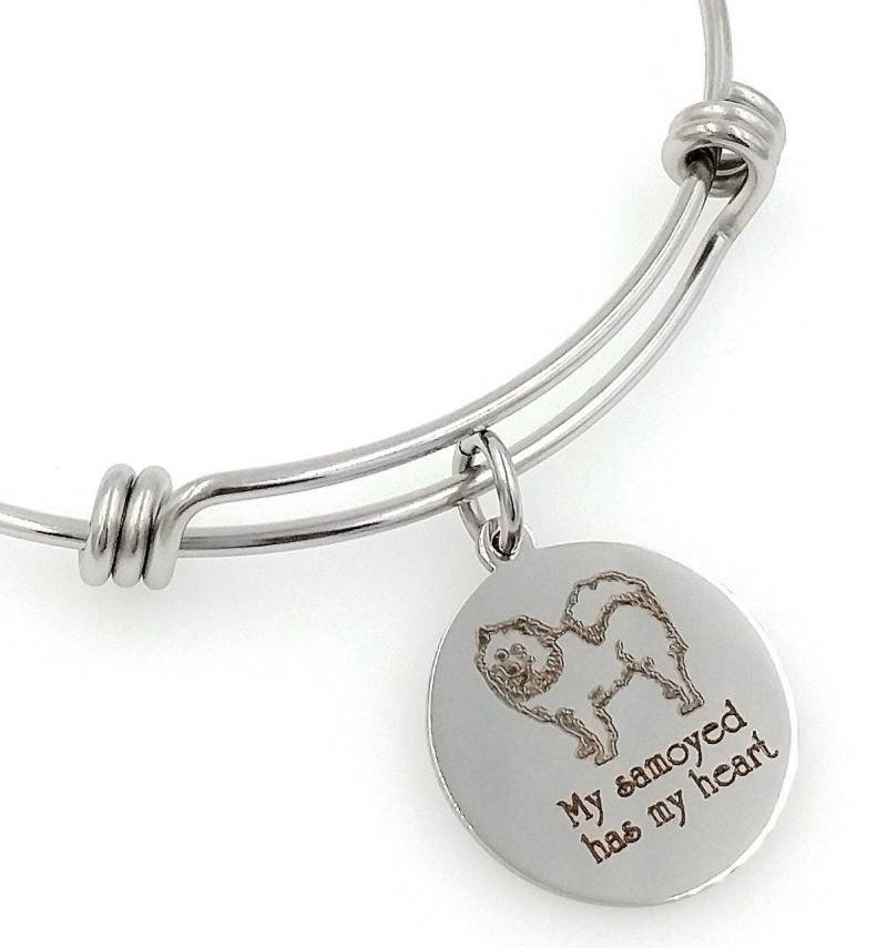 Mein Samojede Hat Mein Herz Gravierter Erweiterbarer Armreif, Hund von TalkToThePaws