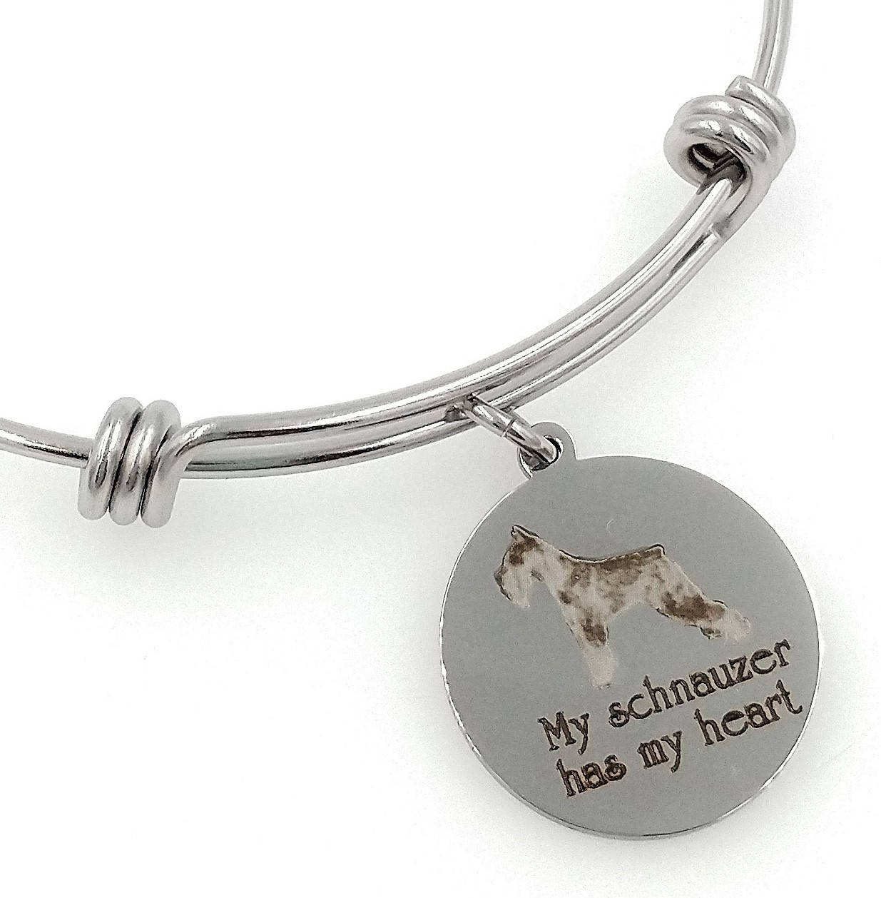 Mein Schnauzer Has My Heart Gravierter Erweiterbarer Armreif, Hund von TalkToThePaws