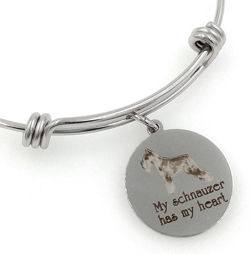 Mein Schnauzer Has My Heart Gravierter Erweiterbarer Armreif, Hund von TalkToThePaws