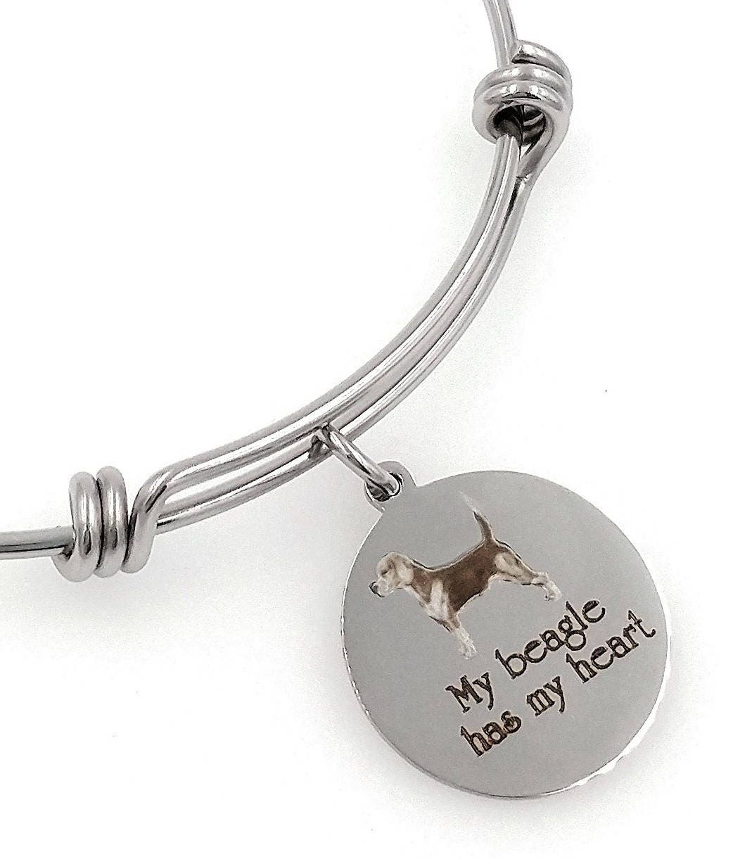 Meine Beagle Hat Mein Herz Graviert Erweiterbar Armreif von TalkToThePaws