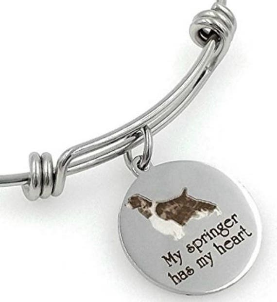 Meine Springer Spaniel Hat Mein Herz Graviert Erweiterbar Armreif, Hund von TalkToThePaws