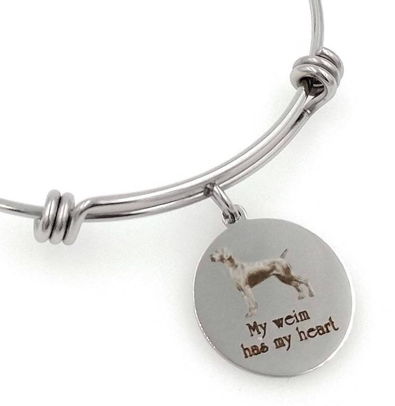 Meine Weim, Weimeraner Hat Mein Herz Graviert Erweiterbar Armreif, Hund von TalkToThePaws