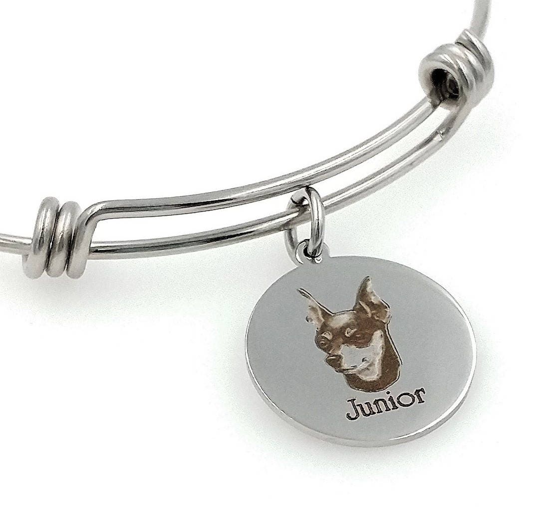 Min Pin, Zwergpinscher Graviert Erweiterbar Personalisierte Armreif von TalkToThePaws