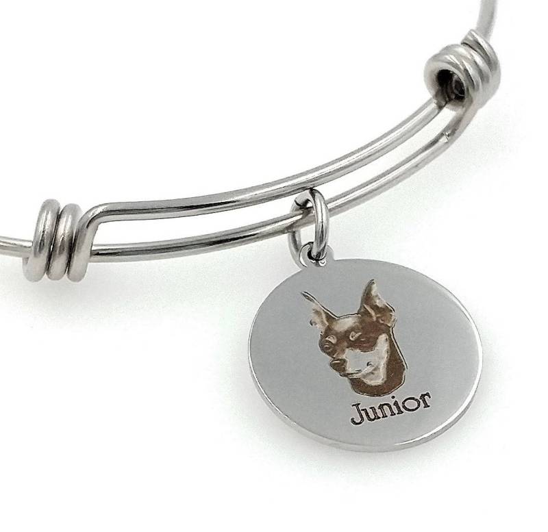 Min Pin, Zwergpinscher Graviert Erweiterbar Personalisierte Armreif von TalkToThePaws