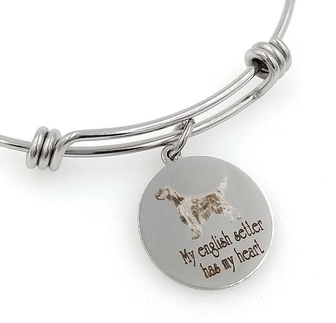 My English Setter Has Heart Engraved Expandable Armreif, Hund von TalkToThePaws