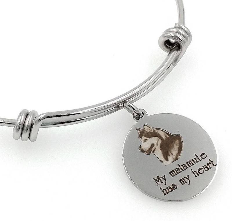 My Malamute Has Heart Gravierte Erweiterbare Armreif, Hund von TalkToThePaws