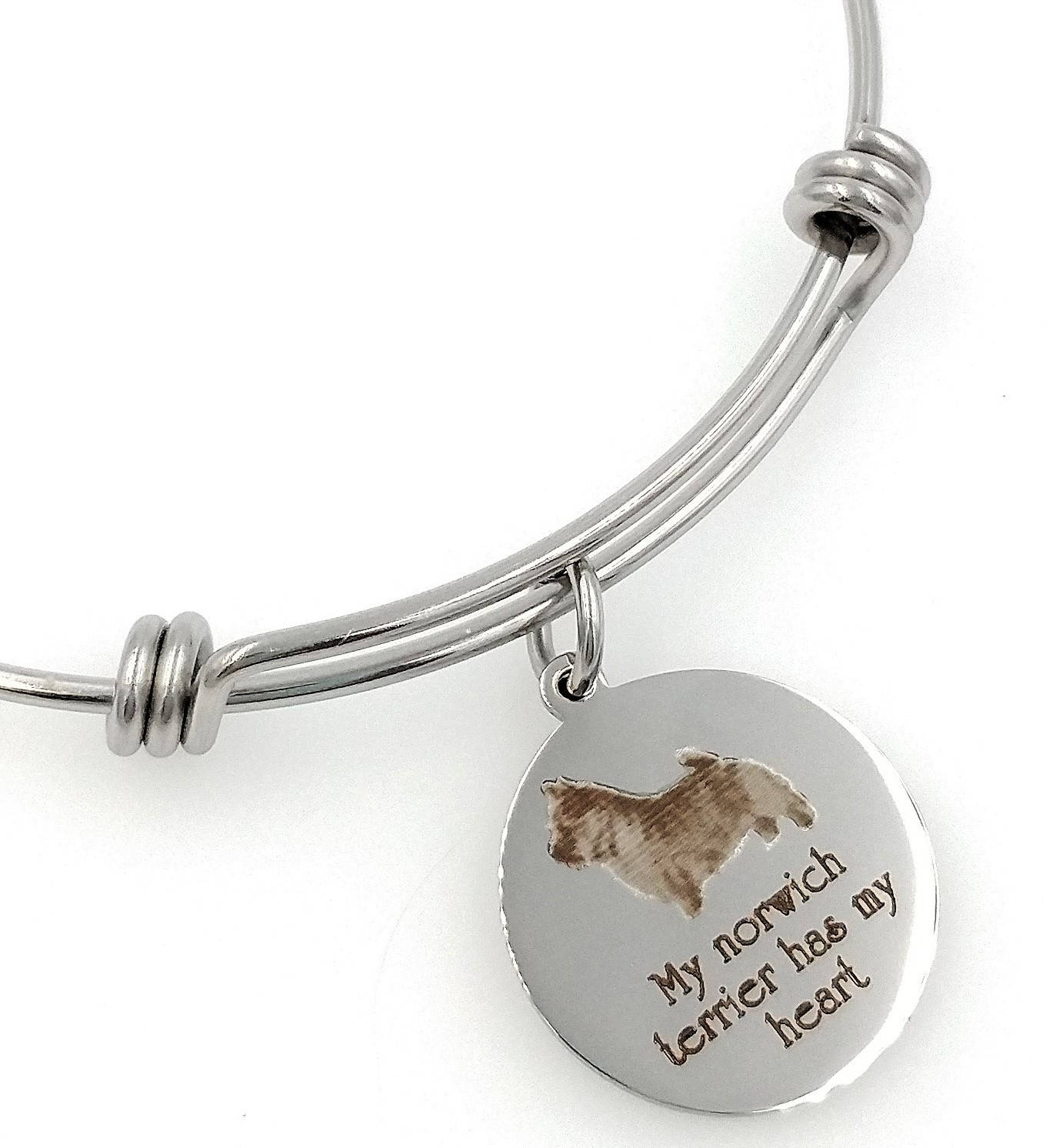 My Norwich Terrier Has Heart Engraved Expandable Armreif, Hund von TalkToThePaws
