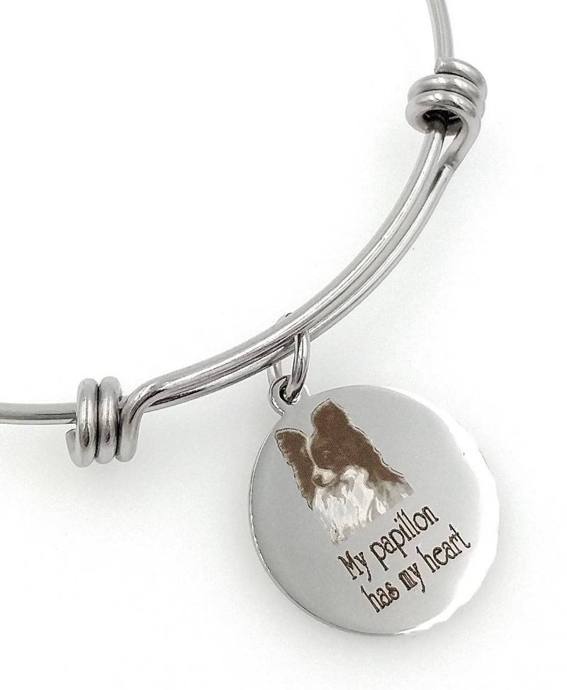 My Papillon Has Heart Erweiterbarer Armreif Mit Gravur, Hund von TalkToThePaws